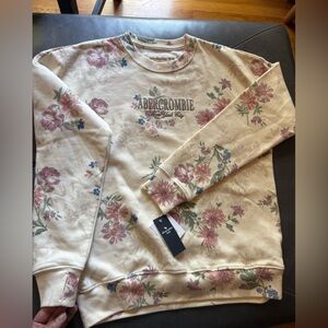 Abercrombie NYC Cream Floral Crewneck Sweater - Girls